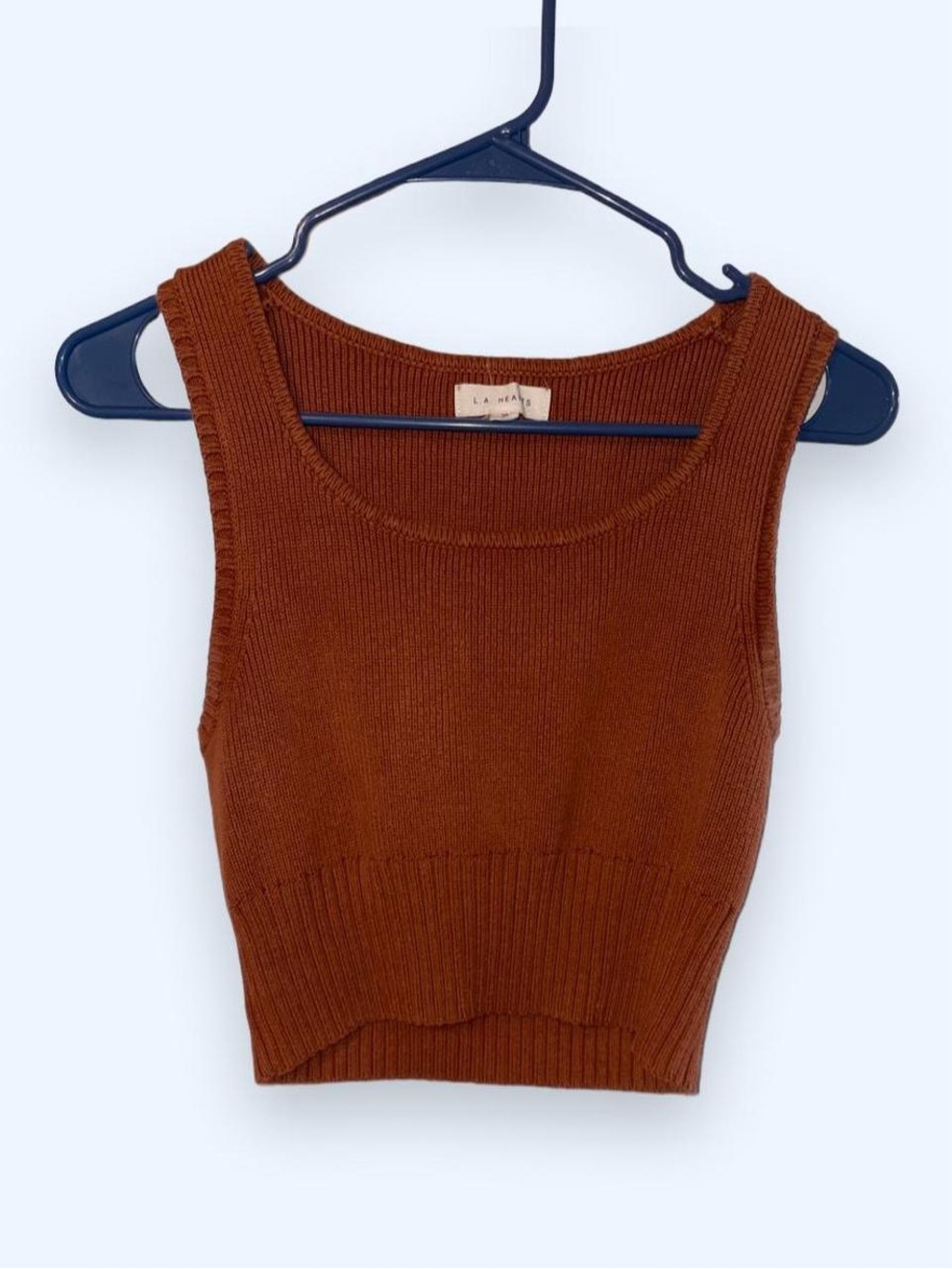 LA Hearts Brown Ribbed Knit Cropped Tank Top Size M